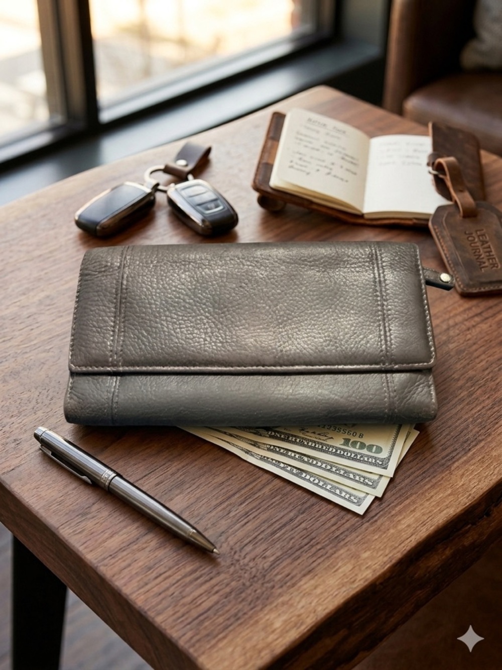 Jones of New York Vintage
unisex wallet… like butta’ very basic 
place for a pen